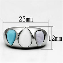 Load image into Gallery viewer, TK690 - High polished (no plating) Stainless Steel Ring with Synthetic Synthetic Glass in Multi Color