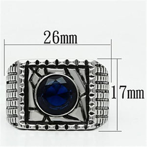 TK698 - High polished (no plating) Stainless Steel Ring with Synthetic Synthetic Glass in Montana