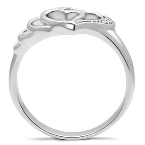 TK6X179 - High polished (no plating) Stainless Steel Ring with AAA Grade CZ  in Clear
