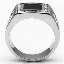 Load image into Gallery viewer, TK702 - High polished (no plating) Stainless Steel Ring with Top Grade Crystal  in Clear