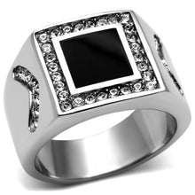 Load image into Gallery viewer, TK702 - High polished (no plating) Stainless Steel Ring with Top Grade Crystal  in Clear
