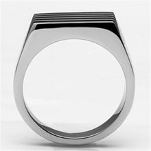 Load image into Gallery viewer, TK705 - High polished (no plating) Stainless Steel Ring with Epoxy  in Jet