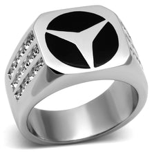 Load image into Gallery viewer, TK709 - High polished (no plating) Stainless Steel Ring with Top Grade Crystal  in Clear