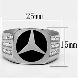 TK709 - High polished (no plating) Stainless Steel Ring with Top Grade Crystal  in Clear