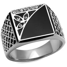 Load image into Gallery viewer, TK711 - High polished (no plating) Stainless Steel Ring with Top Grade Crystal  in Clear