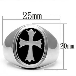 TK714 - High polished (no plating) Stainless Steel Ring with Epoxy  in Jet