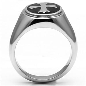 TK714 - High polished (no plating) Stainless Steel Ring with Epoxy  in Jet