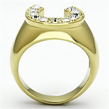 Load image into Gallery viewer, TK717 - IP Gold(Ion Plating) Stainless Steel Ring with Top Grade Crystal  in Clear