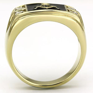 TK719 - IP Gold(Ion Plating) Stainless Steel Ring with AAA Grade CZ  in Clear