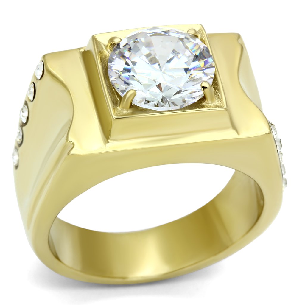 Steel in Stainless with CZ IP AAA Jewelry – Ring Gold(Ion Plating) - Alamode Grade TK721