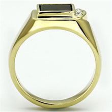 Load image into Gallery viewer, TK722 - IP Gold(Ion Plating) Stainless Steel Ring with Semi-Precious Onyx in Jet