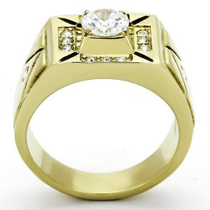 TK723 - IP Gold(Ion Plating) Stainless Steel Ring with AAA Grade CZ  in Clear