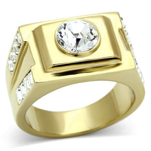 Load image into Gallery viewer, TK725 - IP Gold(Ion Plating) Stainless Steel Ring with Top Grade Crystal  in Clear