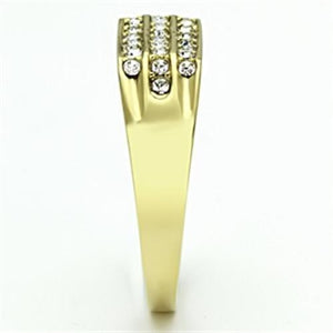 TK727 - IP Gold(Ion Plating) Stainless Steel Ring with Top Grade Crystal  in Clear
