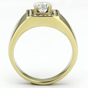 TK728 - IP Gold(Ion Plating) Stainless Steel Ring with AAA Grade CZ  in Clear