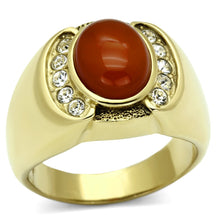 Load image into Gallery viewer, TK729 - IP Gold(Ion Plating) Stainless Steel Ring with Semi-Precious Agate in Siam