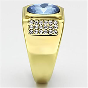 TK730 - IP Gold(Ion Plating) Stainless Steel Ring with Synthetic Synthetic Glass in Light Sapphire
