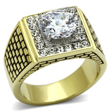 Load image into Gallery viewer, TK735 - Two-Tone IP Gold (Ion Plating) Stainless Steel Ring with AAA Grade CZ  in Clear