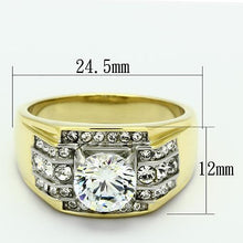 Load image into Gallery viewer, TK736 - Two-Tone IP Gold (Ion Plating) Stainless Steel Ring with AAA Grade CZ  in Clear