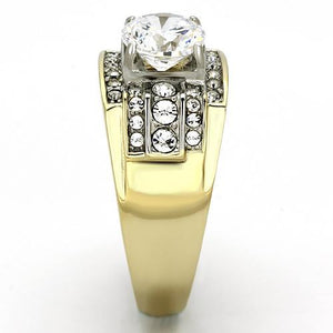 TK736 - Two-Tone IP Gold (Ion Plating) Stainless Steel Ring with AAA Grade CZ  in Clear