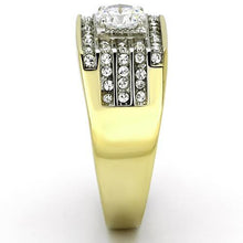 Load image into Gallery viewer, TK737 - Two-Tone IP Gold (Ion Plating) Stainless Steel Ring with AAA Grade CZ  in Clear