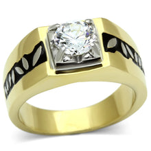 Load image into Gallery viewer, TK739 - Two-Tone IP Gold (Ion Plating) Stainless Steel Ring with AAA Grade CZ  in Clear