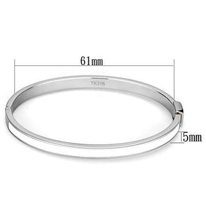 TK740 - High polished (no plating) Stainless Steel Bangle with Epoxy  in White