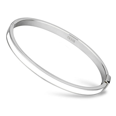 TK740 - High polished (no plating) Stainless Steel Bangle with Epoxy  in White