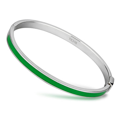 TK745 - High polished (no plating) Stainless Steel Bangle with Epoxy  in Emerald