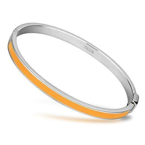 TK749 - High polished (no plating) Stainless Steel Bangle with Epoxy  in Topaz