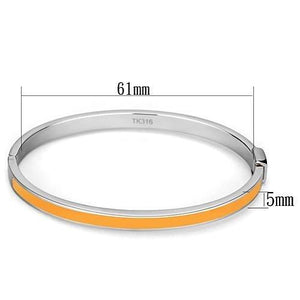 TK749 - High polished (no plating) Stainless Steel Bangle with Epoxy  in Topaz