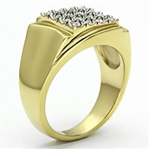 TK751 - Two-Tone IP Gold (Ion Plating) Stainless Steel Ring with Top Grade Crystal  in Clear