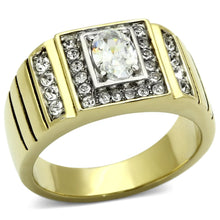 Load image into Gallery viewer, TK755 - Two-Tone IP Gold (Ion Plating) Stainless Steel Ring with AAA Grade CZ  in Clear