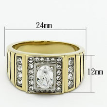 Load image into Gallery viewer, TK755 - Two-Tone IP Gold (Ion Plating) Stainless Steel Ring with AAA Grade CZ  in Clear