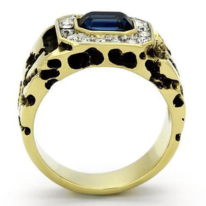 TK756 - Two-Tone IP Gold (Ion Plating) Stainless Steel Ring with Top Grade Crystal  in Montana