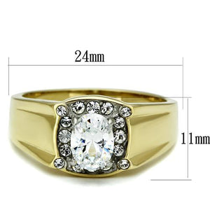 TK758 - Two-Tone IP Gold (Ion Plating) Stainless Steel Ring with AAA Grade CZ  in Clear