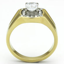 Load image into Gallery viewer, TK758 - Two-Tone IP Gold (Ion Plating) Stainless Steel Ring with AAA Grade CZ  in Clear