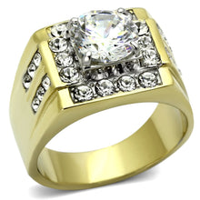 Load image into Gallery viewer, TK760 - Two-Tone IP Gold (Ion Plating) Stainless Steel Ring with AAA Grade CZ  in Clear