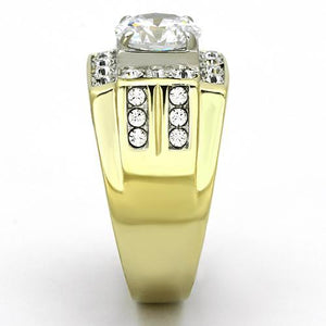 TK760 - Two-Tone IP Gold (Ion Plating) Stainless Steel Ring with AAA Grade CZ  in Clear