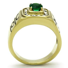 Load image into Gallery viewer, TK764 - IP Gold(Ion Plating) Stainless Steel Ring with Synthetic Synthetic Glass in Emerald