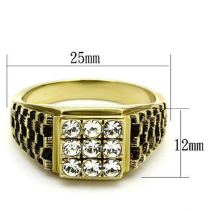 TK765 - IP Gold(Ion Plating) Stainless Steel Ring with Top Grade Crystal  in Clear