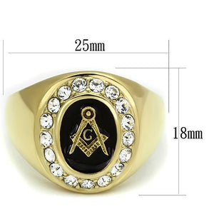 TK766 - IP Gold(Ion Plating) Stainless Steel Ring with Top Grade Crystal  in Clear