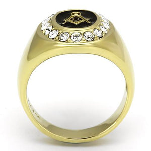 TK766 - IP Gold(Ion Plating) Stainless Steel Ring with Top Grade Crystal  in Clear