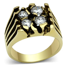 Load image into Gallery viewer, TK772 - IP Gold(Ion Plating) Stainless Steel Ring with AAA Grade CZ  in Clear
