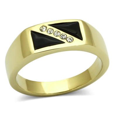 TK775 - IP Gold(Ion Plating) Stainless Steel Ring with Top Grade Crystal  in Clear