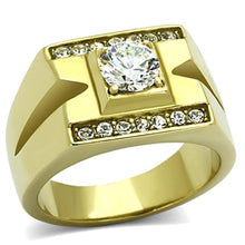 Load image into Gallery viewer, TK777 - IP Gold(Ion Plating) Stainless Steel Ring with AAA Grade CZ  in Clear