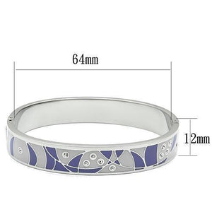 TK781 - High polished (no plating) Stainless Steel Bangle with Top Grade Crystal  in Clear