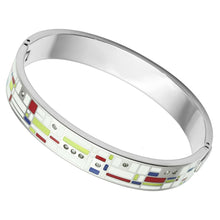 Load image into Gallery viewer, TK782 - High polished (no plating) Stainless Steel Bangle with Top Grade Crystal  in Clear