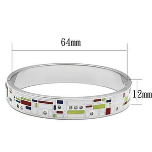 TK782 - High polished (no plating) Stainless Steel Bangle with Top Grade Crystal  in Clear