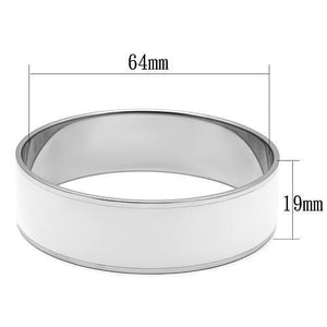 TK784 - High polished (no plating) Stainless Steel Bangle with Epoxy  in White